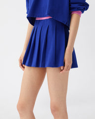 Embroidered-Logo Cotton Piqué Pleated Mini Skirt