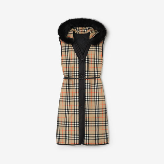Reversible Check Hooded Gilet