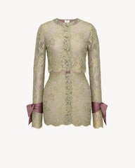 Lavallière-cuff Mini Dress In Lace