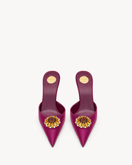 Cosmo Mules In Satin Crepe And Crystals