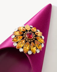 Cosmo Mules In Satin Crepe And Crystals