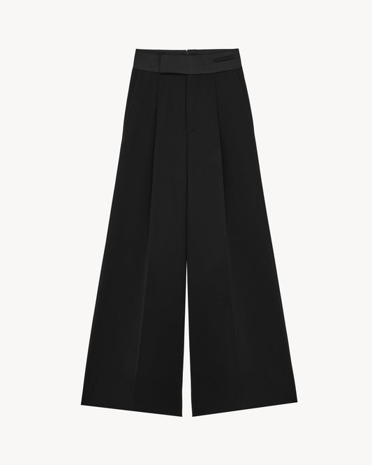 Corduroy Trouserswide-leg Tuxedo Pants In Grain De Poudre