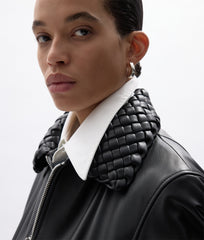 Shiny Leather Padded Blouson