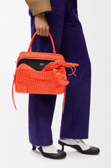Medium Amazona 180 Lazy Crab Bag In Raffia Crochet