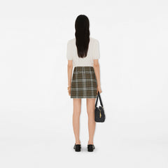 Check Bonded Wool Trench Mini Skirt