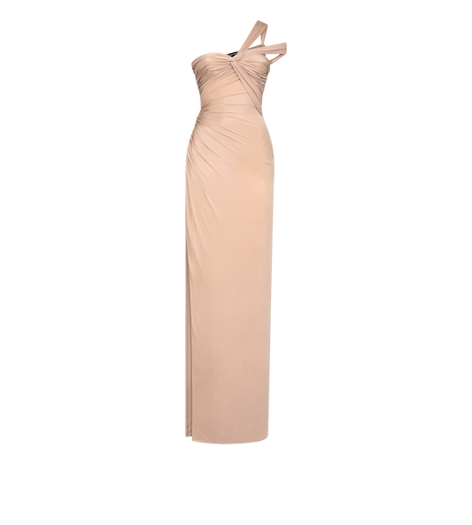 One Shoulder Twist Front Evening Dress