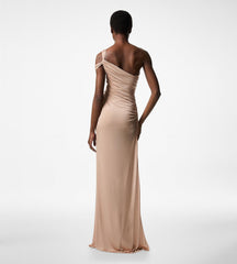 One Shoulder Twist Front Evening Dress