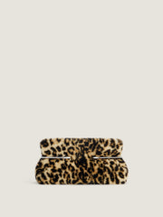 Pinch Soft Clutch In Leopard Shearling-effect
