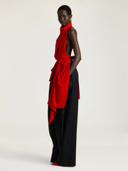 Draped Top In Velvet With Open Back