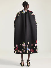 Cocoon Coat In Satin With Embroideries