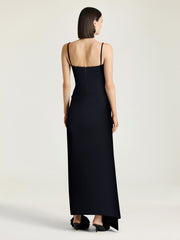 Sliced Long Slashed Dress In Crepe Cady