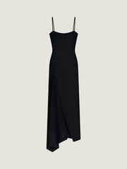 Sliced Long Slashed Dress In Crepe Cady