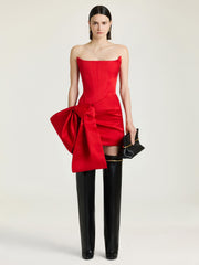 Mini Bustier Dress In Satin With Bow