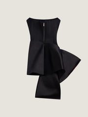 Mini Bustier Dress In Satin With Floral Embroidery And Bow