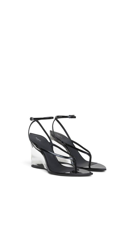 Invisible Thong Sandals In Patent Calfskin