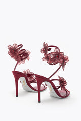Peach Flower Burgundy Sandal 105