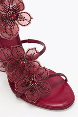 Peach Flower Burgundy Sandal 105