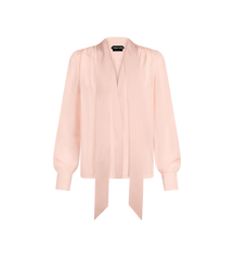 Long Sleeve V-neck Lavalliere Blouse