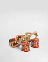 Raffia Sandals With Embroidery