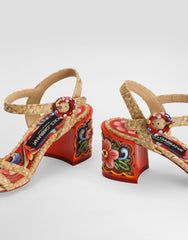 Raffia Sandals With Embroidery