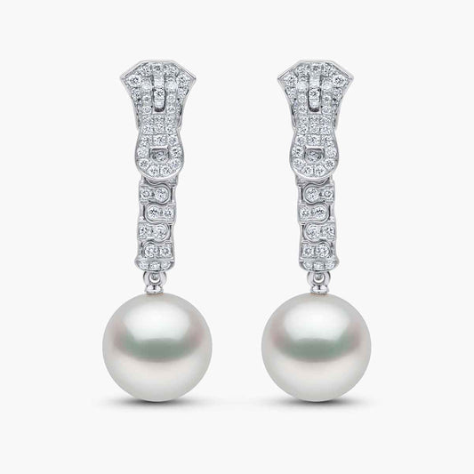 Zyyp 18K White Gold South Sea Pearl and Diamond Zip Earrings