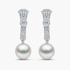 Zyyp 18K White Gold South Sea Pearl and Diamond Zip Earrings