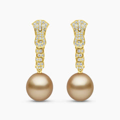 Zyyp 18K Yellow Gold South Sea Pearl and Diamond Zip Earrings