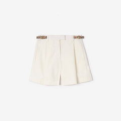 Check Trim Cotton Poplin Shorts