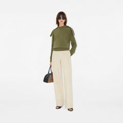 Check Epaulette Wool Cashmere Blend Sweater