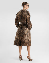 Double-breasted Leo-print Cotton Drill Coat