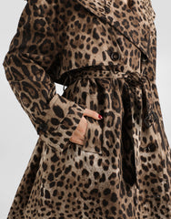 Double-breasted Leo-print Cotton Drill Coat