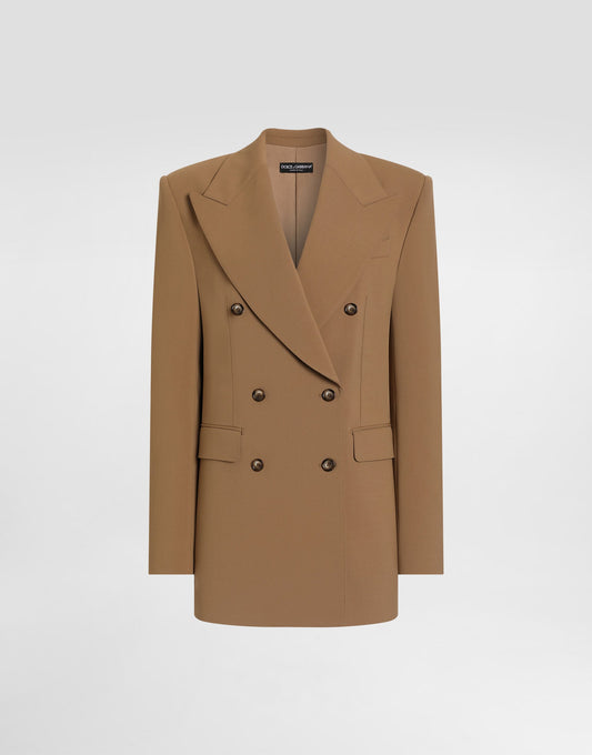 Linda Double-breasted Jacket In Micro-ribbed Fabric