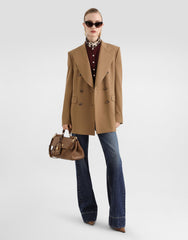 Linda Double-breasted Jacket In Micro-ribbed Fabric