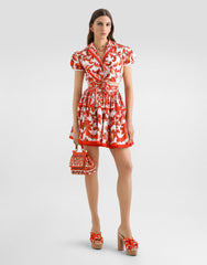 Majolica-print Poplin Short Skirt