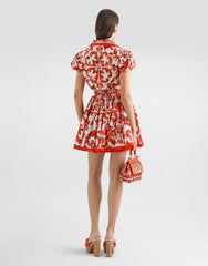 Majolica-print Poplin Short Skirt