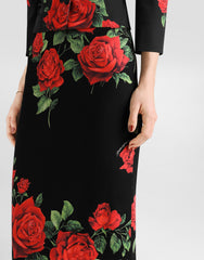 Rose-print Charmeuse Skirt