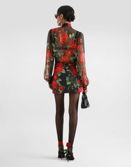 Rose-print Chiffon Blouse