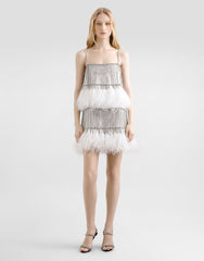 Satin Dress With Feathers