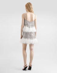 Satin Dress With Feathers