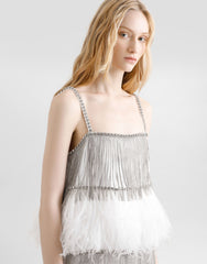 Satin Dress With Feathers