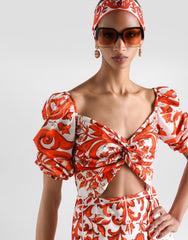 Short Poplin Dress In Majolica-print Poplin