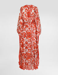 Majolica-print Long Kaftan Dress