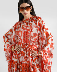 Majolica-print Long Kaftan Dress