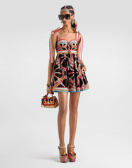 Carretto-print Poplin Dress