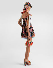 Carretto-print Poplin Dress