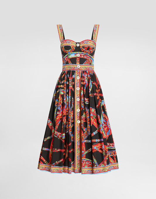 Carretto-print Poplin Long Dress
