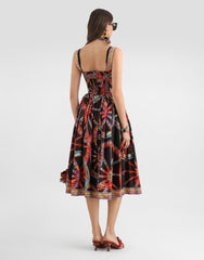 Carretto-print Poplin Long Dress