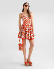 Majolica-print Charmeuse Bustier Top