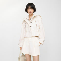 Check Trim Cotton Poplin Shorts