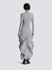 Long Draped Cotton Knit Dress